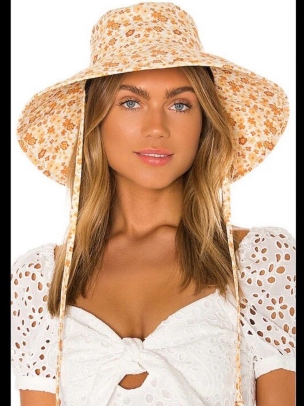 Lack of Color peach bloom cream, floral, cotton, bucket, hat